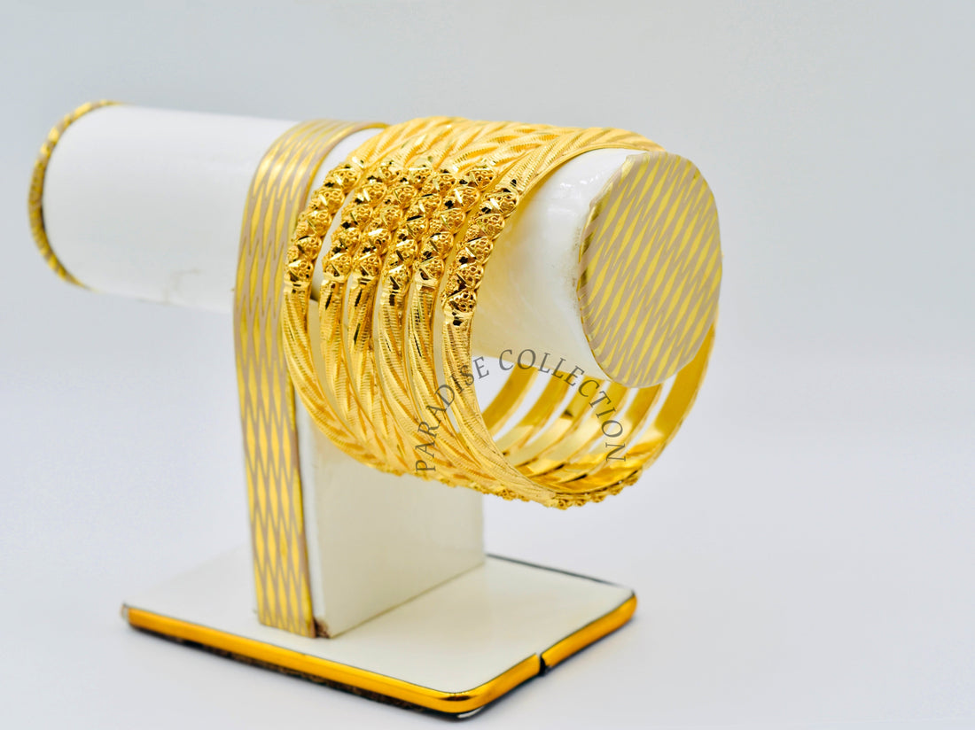 Elegant Sona Finish Gold Bangles Set –Premium Box Included