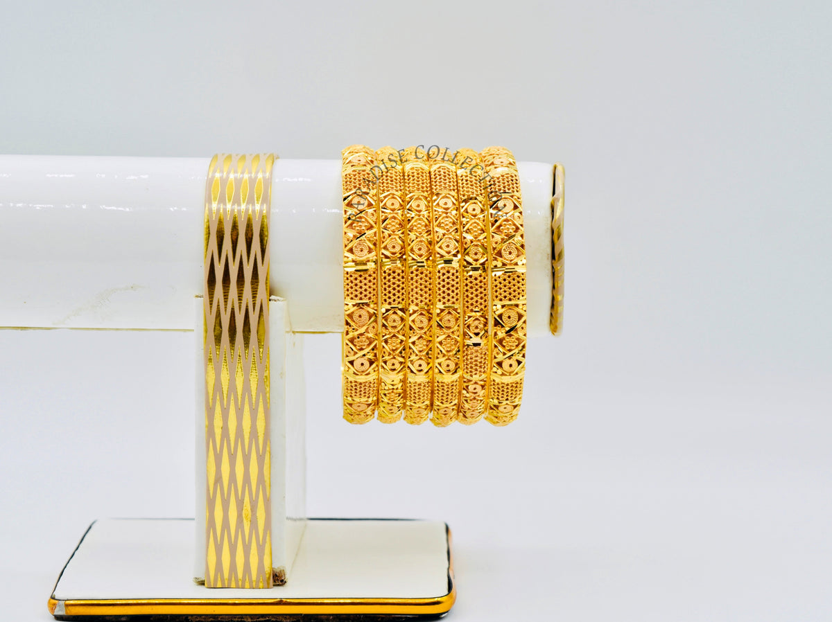 Luxury Gold-Tone Sona Bangles Set – Premium Packaging Included