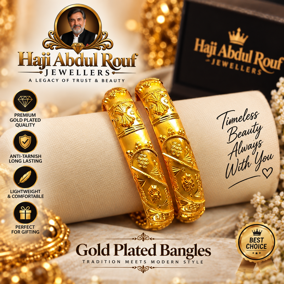 Golden Handmade Bangles 24 Karat