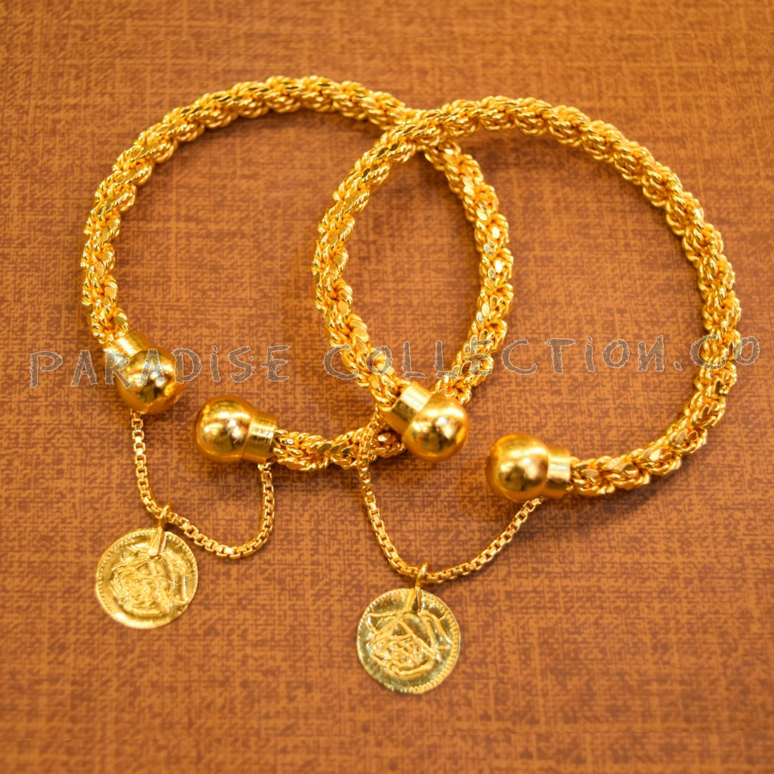 Elegant Look Twisted Bangles With A Coin Hanging Fashion Jewellery + Free Fancy Box