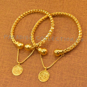 Perfect Gift: Stylish Twisted Coin Bangle With Fancy Jewellery Box Free