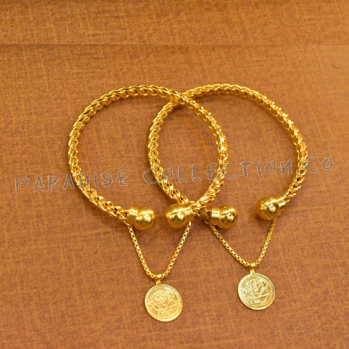 Perfect Gift: Stylish Twisted Coin Bangle With Fancy Jewellery Box Free