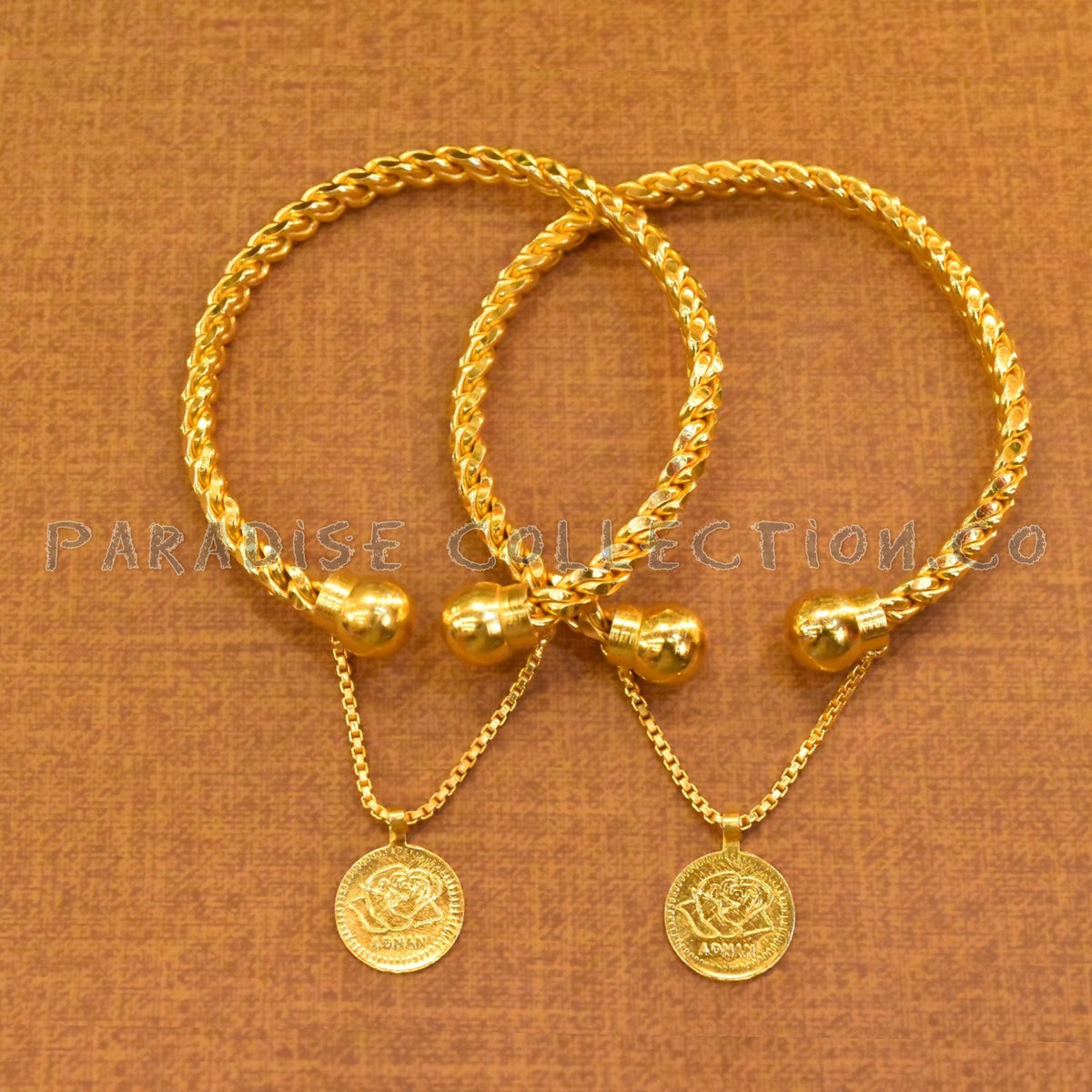 Perfect Gift: Stylish Twisted Coin Bangle With Fancy Jewellery Box Free