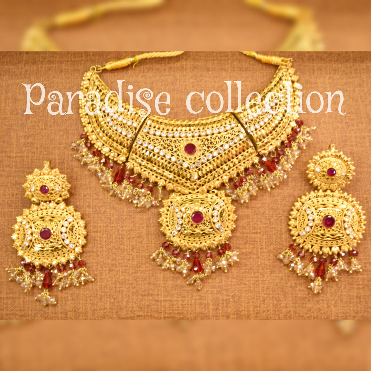 New Design Necklace Set High Quality Real Gold Look With Fancy Jewelry Box Free